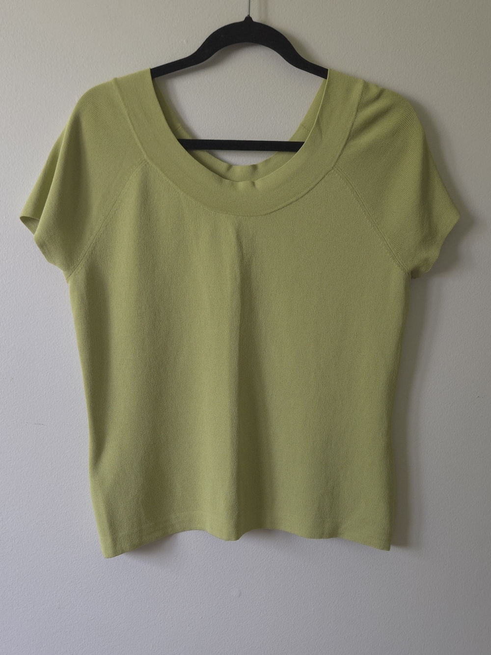 Vintage 90s Talbots Short Sleeve Knit Sweater Top Lime Chartreuse Green Medium M